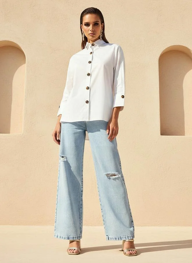 تواكستريمز 2Xtremz Cotton Oversized Shirt 3/4 Sleeves